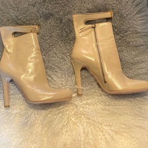 Miu Miu Taupe Leather Cut Out Booties